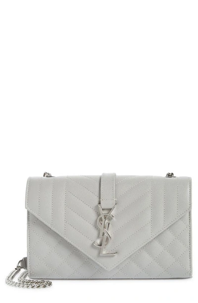 Saint Laurent Small Envelope Calfskin Leather Shoulder Bag In Granite/ Granite