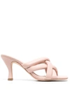 Ash Crossover-strap Leather Mules In Pink