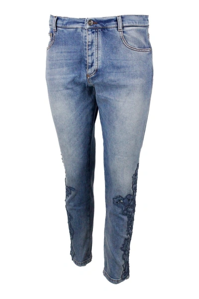 Ermanno Scervino Slim Jeans Trousers With Embroidery In Blue