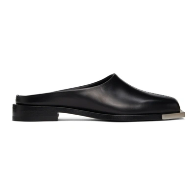 Peter Do Black Metal Square Toe Loafers In Black/silve