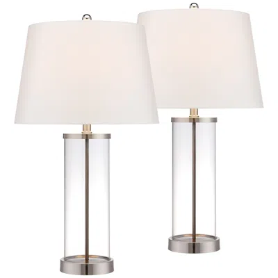 360 Lighting 26" Glass And Steel Cylinder Fillable Table Lamp Set Of 2