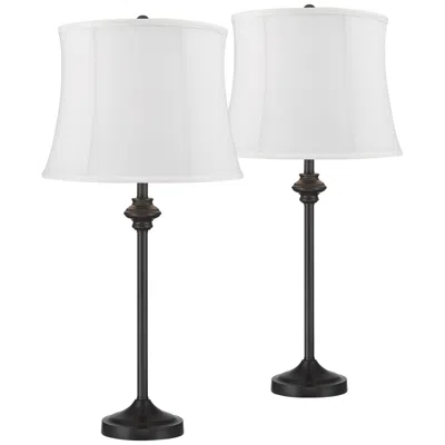 360 Lighting 26" High Lynn White Shade Black Buffet Lamps Set Of 2