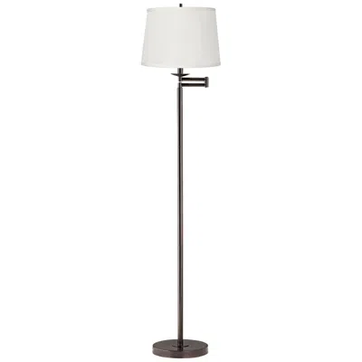 360 Lighting 60 1/2" Beige Drum Bronze Swing Arm Floor Lamp