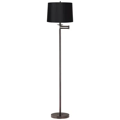 360 Lighting 60 1/2" Black Drum Bronze Swing Arm Floor Lamp