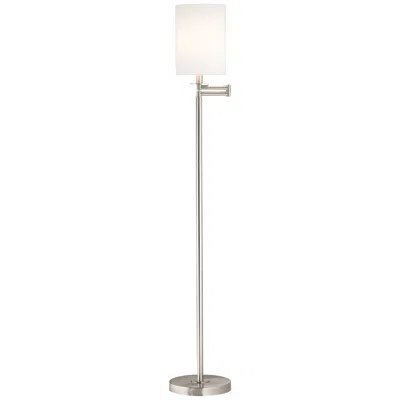 360 Lighting 60 1/2" Drum Shade Brushed Nickel Swing Arm Floor Lamp