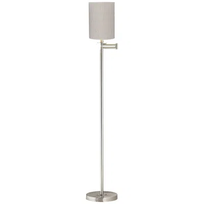 360 Lighting 60 1/2" Ivory Linen Nickel Finish Swing Arm Floor Lamp