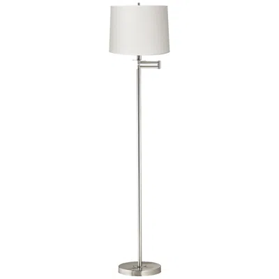 360 Lighting 60 1/2" White Drum Brushed Nickel Swing Arm Floor Lamp