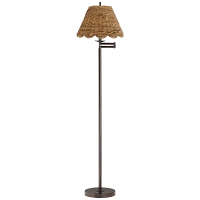 360 Lighting 60" High Natural Water Grass Shade Swing Arm Floor Lamp