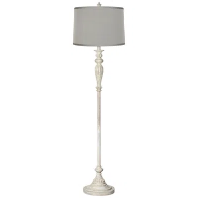 360 Lighting 60" Platinum Gray Antique White Vintage Chic Floor Lamp