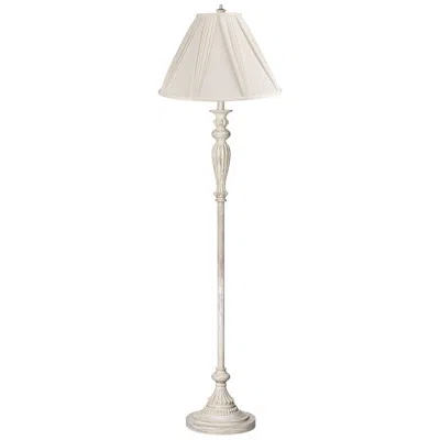 360 Lighting 60" Traditional Ivory Pleat And Antique White Floor Lamp