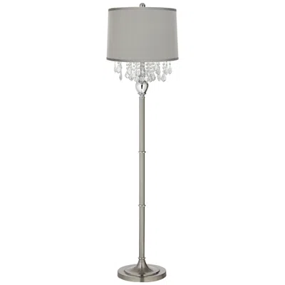 360 Lighting 62 1/2" Crystals Platinum Gray Brushed Nickel Floor Lamp