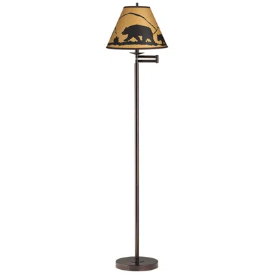 360 Lighting 67 1/2" Mountain Bear Rustic Bronze Swing Arm Floor Lamp