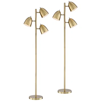 360 Lighting Aaron 64" Brass 3-light Modern Floor Lamps Set Of 2