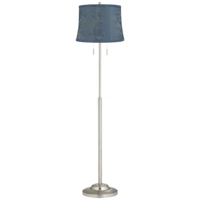 360 Lighting Abba 65"h Brushed Steel Nagano Blue Shade Twin Pull Chain Floor Lamp