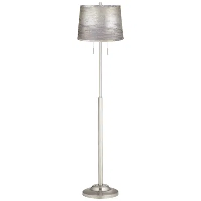 360 Lighting Abba 65"h Brushed Steel Silver Gold Shade Twin Pull Chain Floor Lamp
