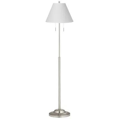 360 Lighting Abba 66" Antique White Linen Twin Pull Chain Floor Lamp