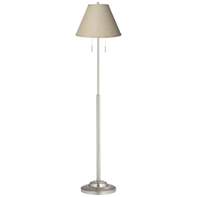 360 Lighting Abba 66" Fine Burlap Empire Twin Pull Chain Floor Lamp