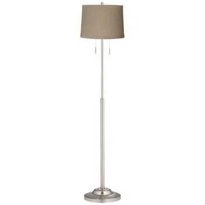 360 Lighting Abba 66" High Natural Linen Twin Pull Chain Floor Lamp