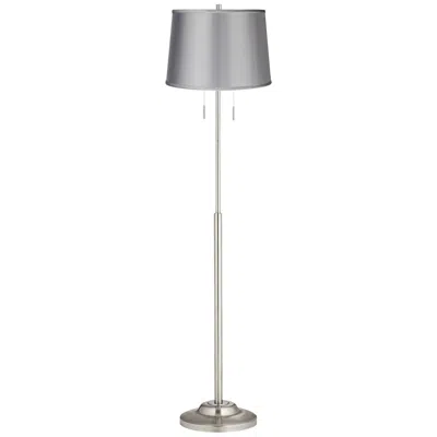 360 Lighting Abba 66" High Satin Light Gray Twin Pull Chain Floor Lamp