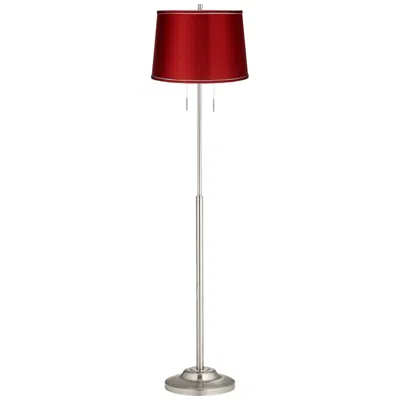 360 Lighting Abba 66" High Satin Red Twin Pull Chain Floor Lamp