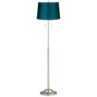 360 Lighting Abba 66" High Satin Teal Blue Pull Chain Floor Lamp