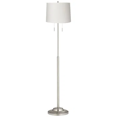 360 Lighting Abba 66" High White Drum Twin Light Pull Chain Floor Lamp