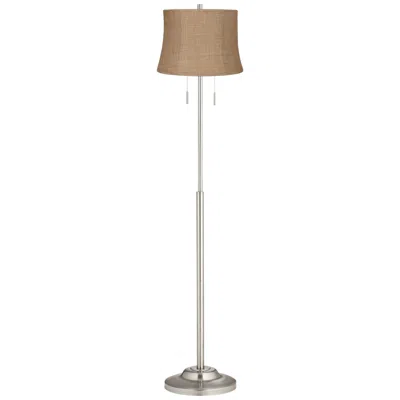360 Lighting Abba 66" Natural Burlap Twin Pull Chain Floor Lamp