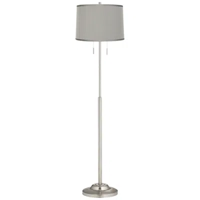 360 Lighting Abba 66" Platinum Gray Shade Twin Pull Chain Floor Lamp