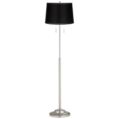 360 Lighting Abba 66" Satin Black And Nickel Pull Chain Floor Lamp