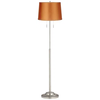 360 Lighting Abba 66" Satin Orange And Nickel Pull Chain Floor Lamp