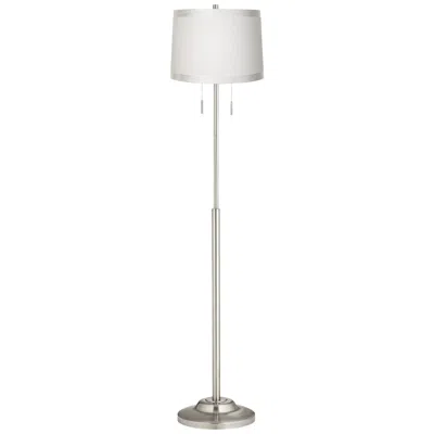 360 Lighting Abba 66" White Drum Shade Brushed Nickel Floor Lamp