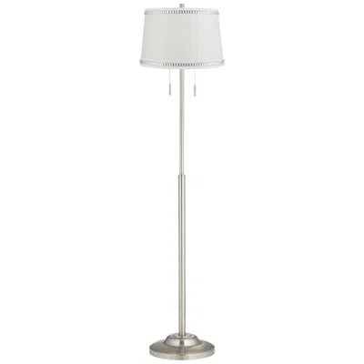 360 Lighting Abba 66" White Drum Shade Brushed Nickel Floor Lamp
