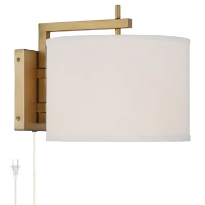360 Lighting Adair 12" Modern Warm Brass Plug-in Wall Lamp