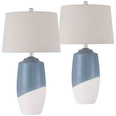 360 Lighting Aegean 28" High Coastal Blue Ceramic Table Lamp Set Of 2