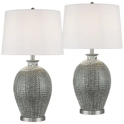 360 Lighting Ainsworth 28 1/4"h Textured Silver Glaze Ceramic Table Lamp Set Of 2
