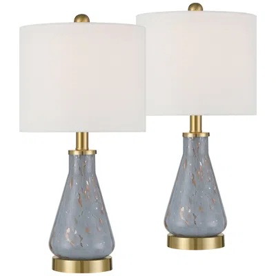 360 Lighting Alexia 20" Gold And Blue Glass Table Lamps Set Of 2