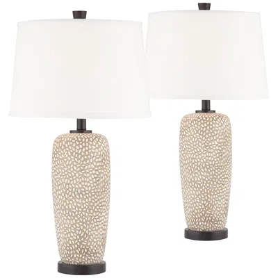 360 Lighting Anna 27 1/4" Pebbled Coastal Modern Table Lamps Set Of 2