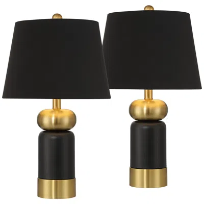 360 Lighting Anthem 19" High Black And Brass Table Lamp Set Of 2