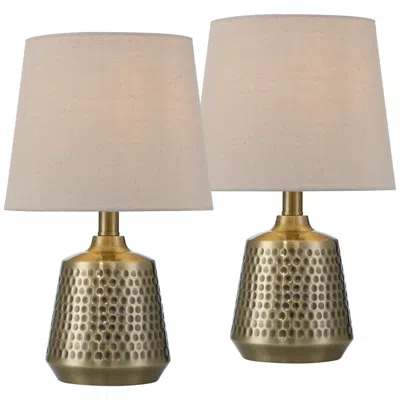 360 Lighting Argus 16" High Textured Brass Table Lamp Set Of 2