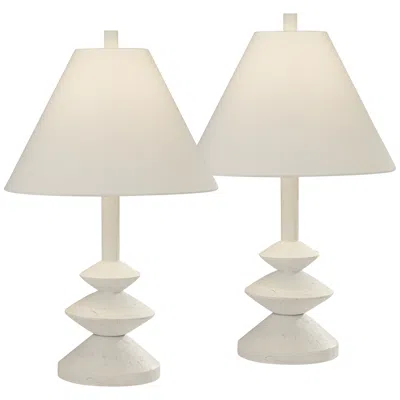 360 Lighting Ashely 24 1/2" White Geometric Modern Table Lamp Set Of 2