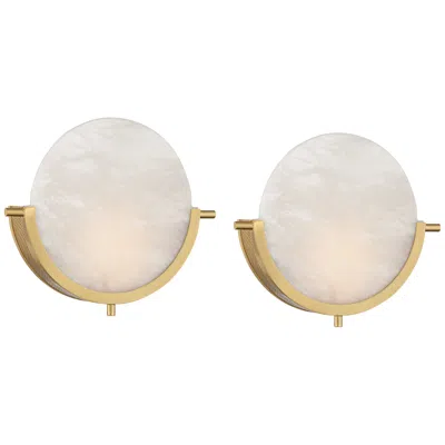 360 Lighting Barranco 9 1/2" High Warm Gold Alabaster Led Wall Sconce Set Of 2