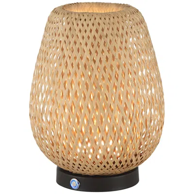 360 Lighting Beliz 12" High Rattan 3-way Cordless Accent Table Lamp