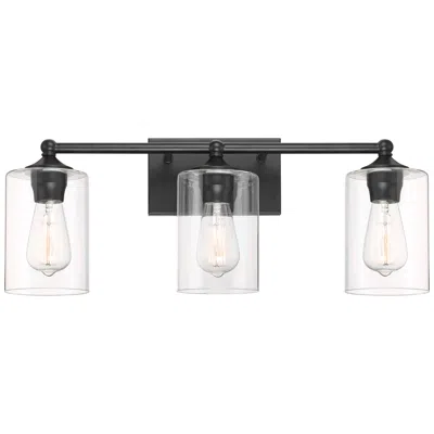 360 Lighting Bellings 24" Black Bar Clear Glass 3-light Bath Light