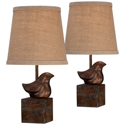 360 Lighting Birdie Moderne 15 1/2" Accent Table Lamps Set Of 2 In Brown
