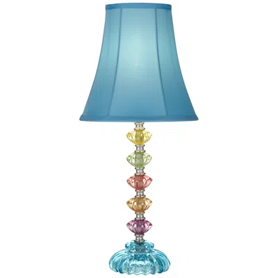 360 Lighting Bohemian 21" Teal Blue And Stacked Glass Lamp With Dimmer