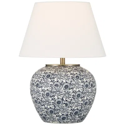 360 Lighting Briar 15"h Blue And White Ceramic Flower Design Living Room Table Lamp In Multi