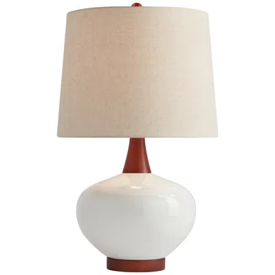 360 Lighting Brice 23" Ivory And Wood Mid-century Ceramic Table Lamp