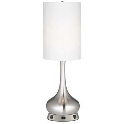360 Lighting Brushed Nickel Droplet Table Lamp With Usb Workstation Base