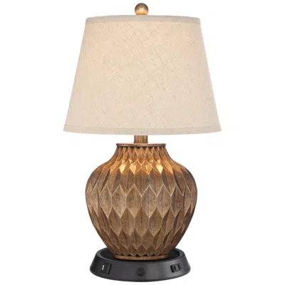 360 Lighting Buckhead 22" Bronze Lamp With Dimmer Usb Workstation Base