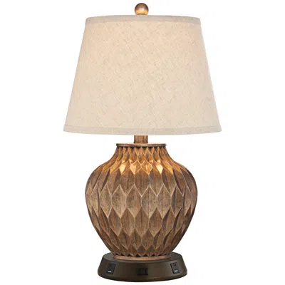 360 Lighting Buckhead Bronze Accent Table Lamp With Usb Workstation Base